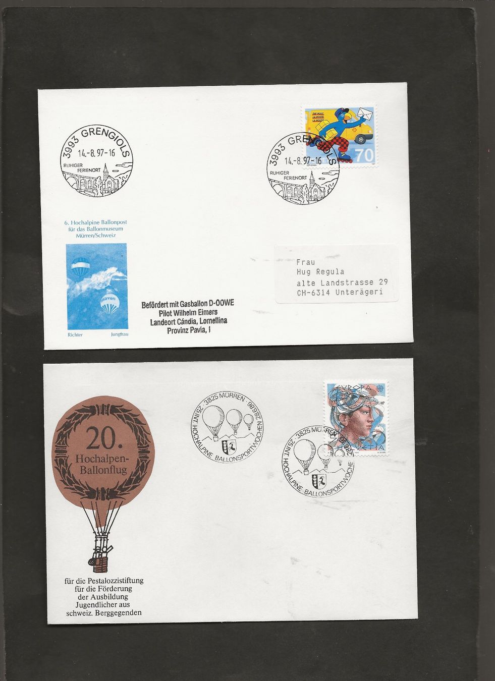 Tutti i francobolli: Flugpost Ballon Schweiz 8 Belege Luftpost – Usato da Au ZH venduto da xelagreb01 1