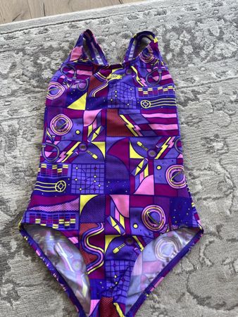 Speedo Swimsuit Girls Size 9-10 Years Purple Pattern