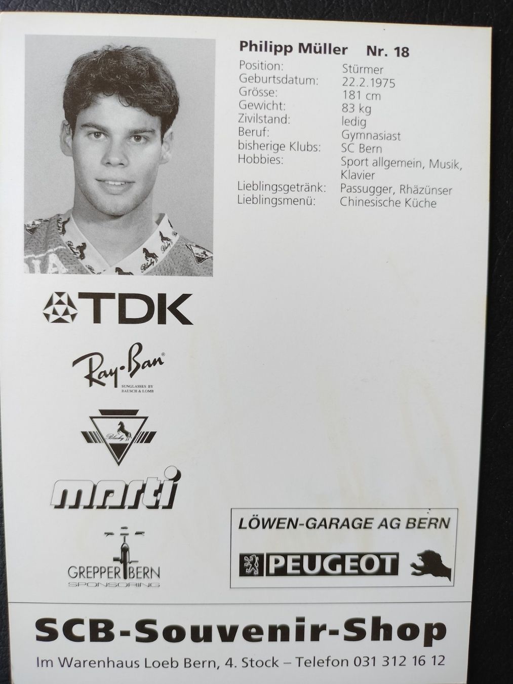 Autografi: SC Bern, SCB Autogrammkarte, Philipp Müller – Usato da Schwanden Sigrisw venduto da len_9yqg 1