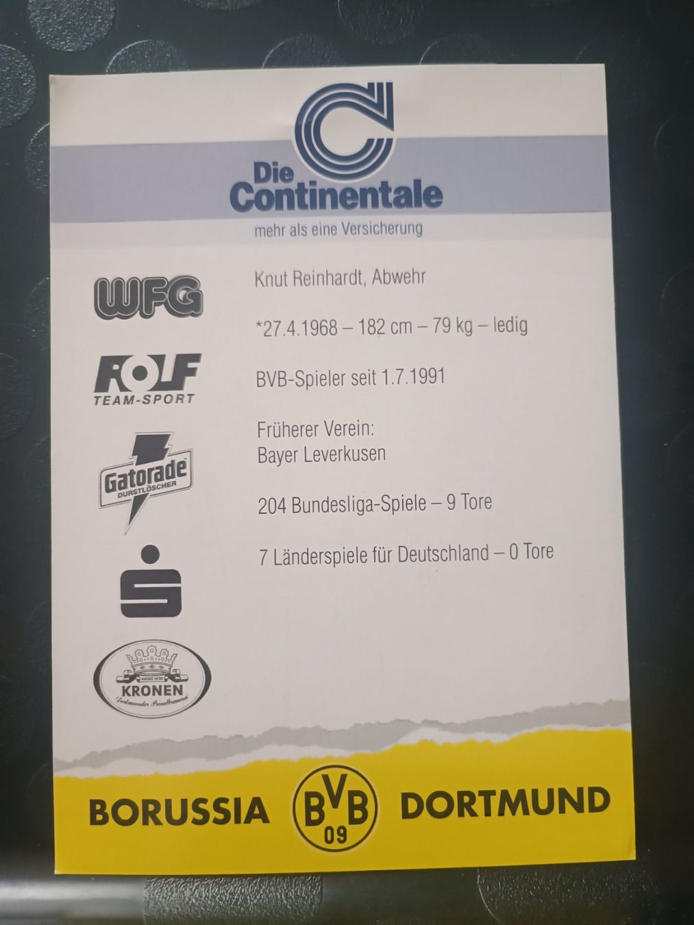 Autogramme: Knut Reinhardt - handsigniert BVB Dortmund – Gebraucht aus Menziken von Artographs 1