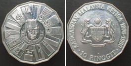 MALAYSIA 10 Ringgit 1976 3. 5-JAHRESPLAN, Silber, SELTEN! PP