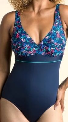 Maillot de bain une pièce fleuri bleu marine TL neuf