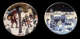 Arabia Finland 2x mini Christmas plates Alariesto Ussikkimon