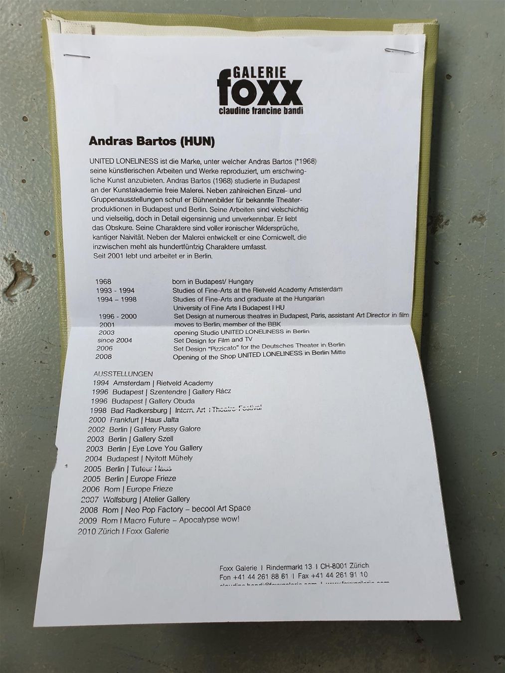 Gemälde: Gemälde/ Andras Bartos – Gebraucht aus Zürich von B-Rock 6