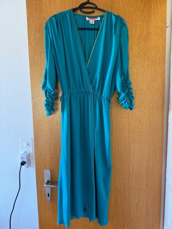 Kleid Damen GR 38 Mister Ant petrolfarben mit Goldrand