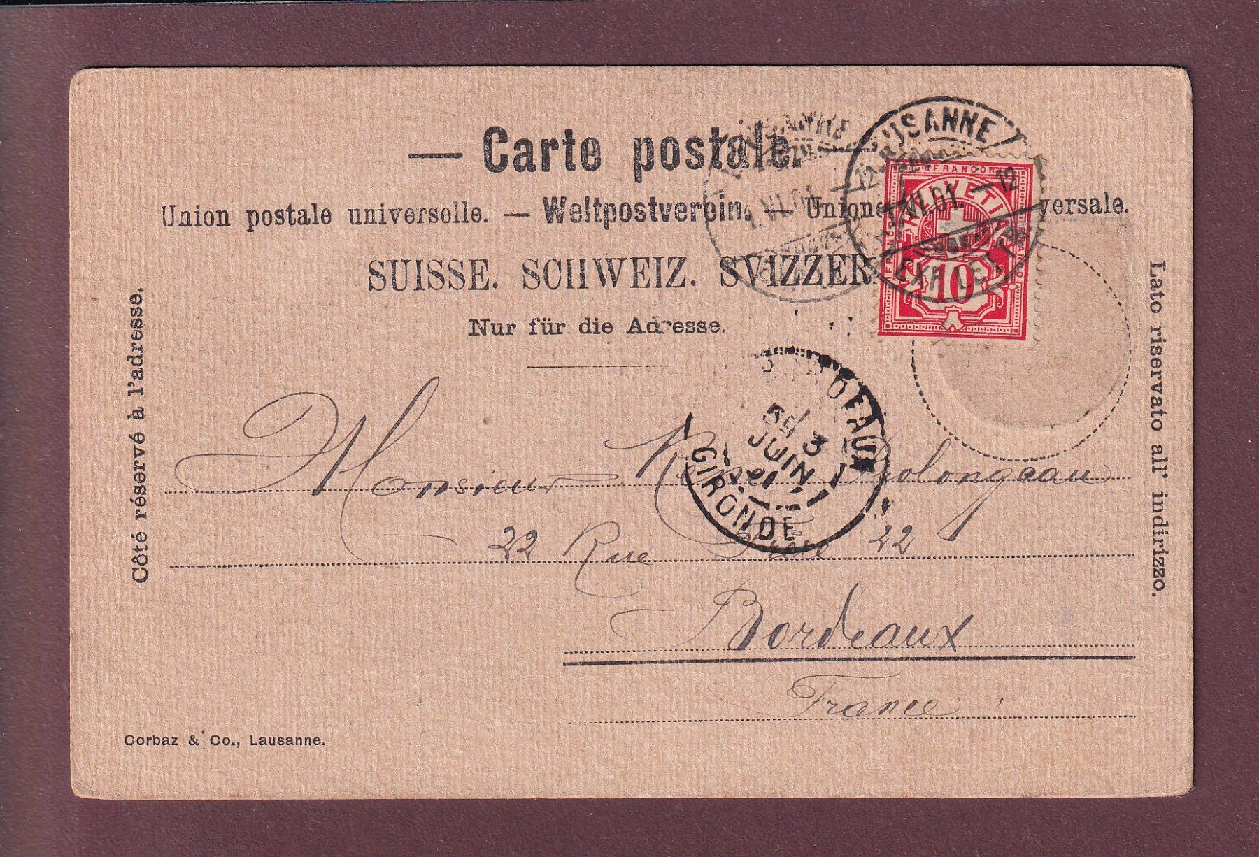 Ansichtskarten: LAUSANNE - Langage codé - 1901 – Gebraucht aus Pully von nicecards 1