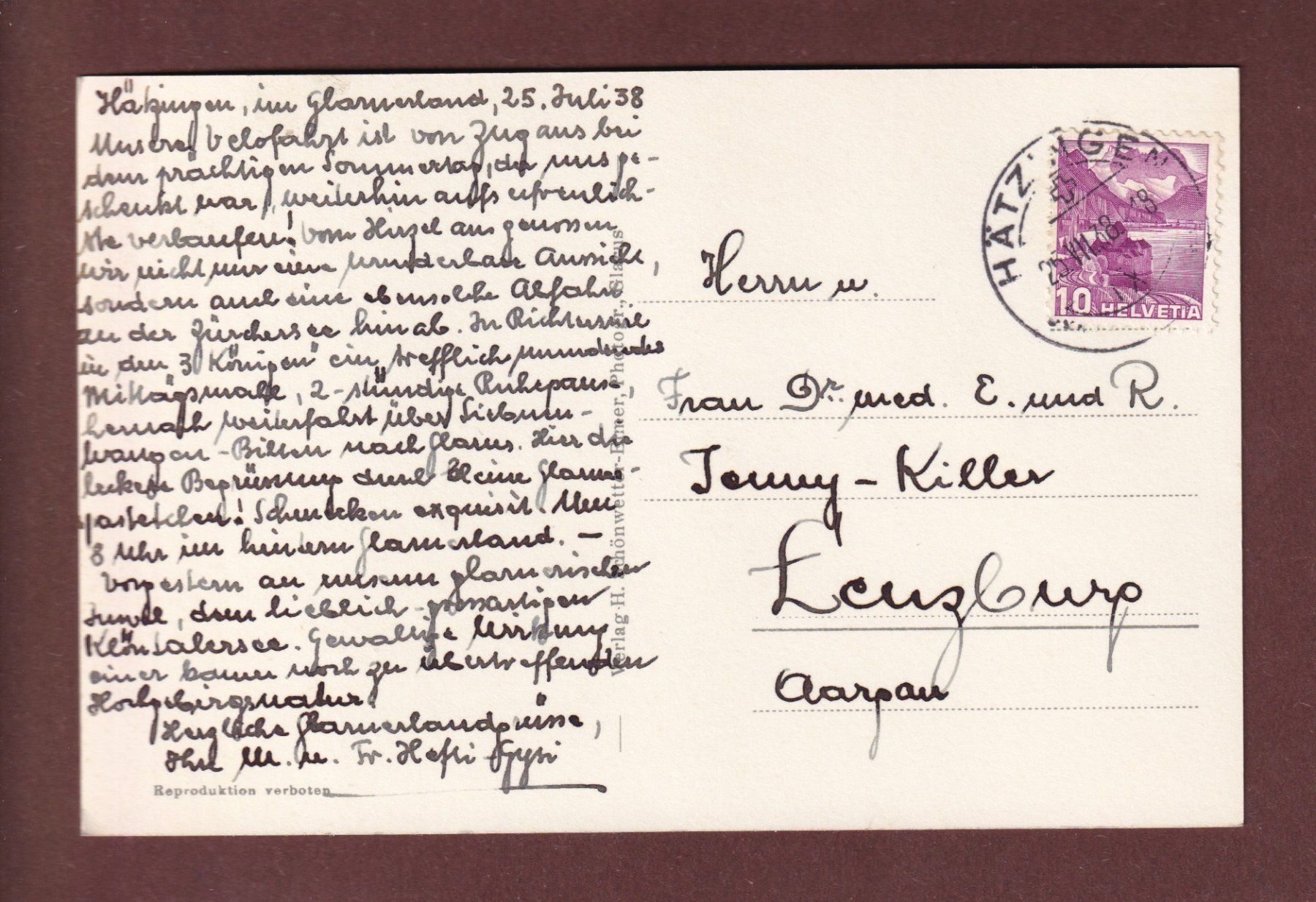 Cartoline postali: Am KLÖNTALERSEE - 1938 – Usato da Pully venduto da nicecards-shop 1