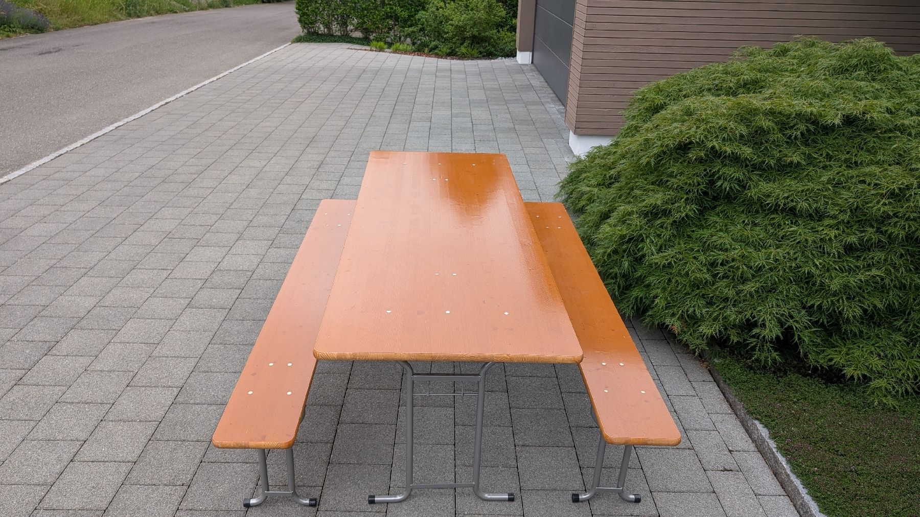 Set di tavolo e panche: Festbankgarnitur mit Rohrfüssen – Usato da Reinach AG venduto da Ugrendi 2