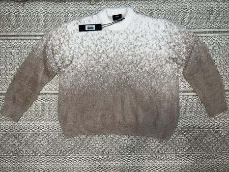 PESO Gradient Knit Sweater Pullover (M) / Light Grey, Creme
