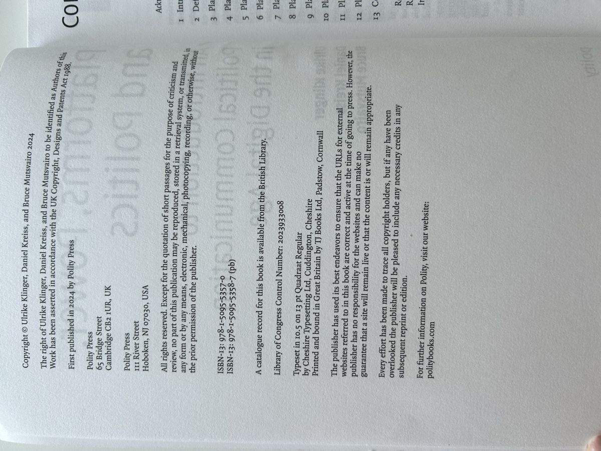 Libri: Platforms, Power and Politics - Ulrike Klinger – Usato da Baden venduto da lilylein_ 1