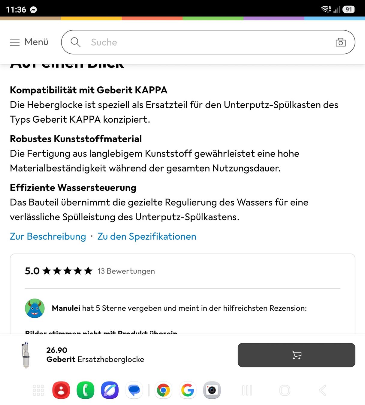 Geberit WC: Geberit Ersatzheberglocke – Nuovo (secondo la descrizione) da Wikon venduto da _mc_speedy_ 1