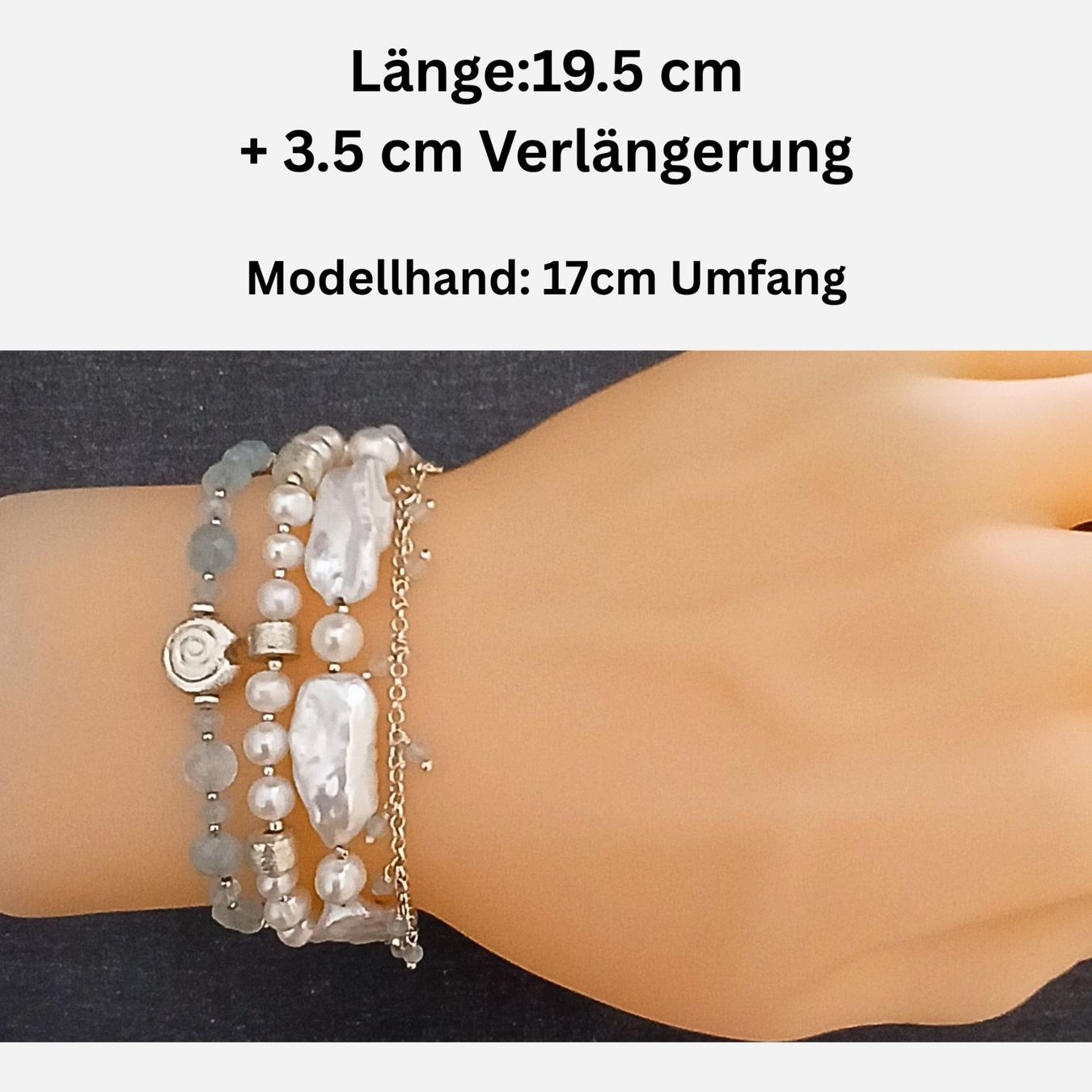 Armbänder & -reifen: Statement-Perlen-Armband mit Aquamarin und Silber - Unikat – Neu und originalverpackt aus Lütisburg von Emarra 2