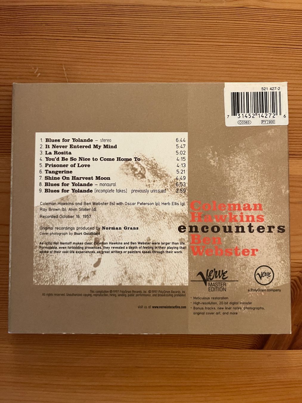 CD: COLEMAN HAWKINS ENCOUNTERS BEN WEBSTER – Usato da Lausanne venduto da sbar224 1
