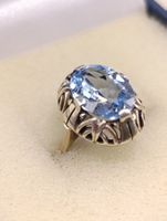 Jugendstil 935er Silber vergoldete Ring Aquamarin Edelstein