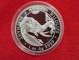 1 UNZE OZ ELEFANT 2023 SILBER 999 ELEPHANT SOMALIA