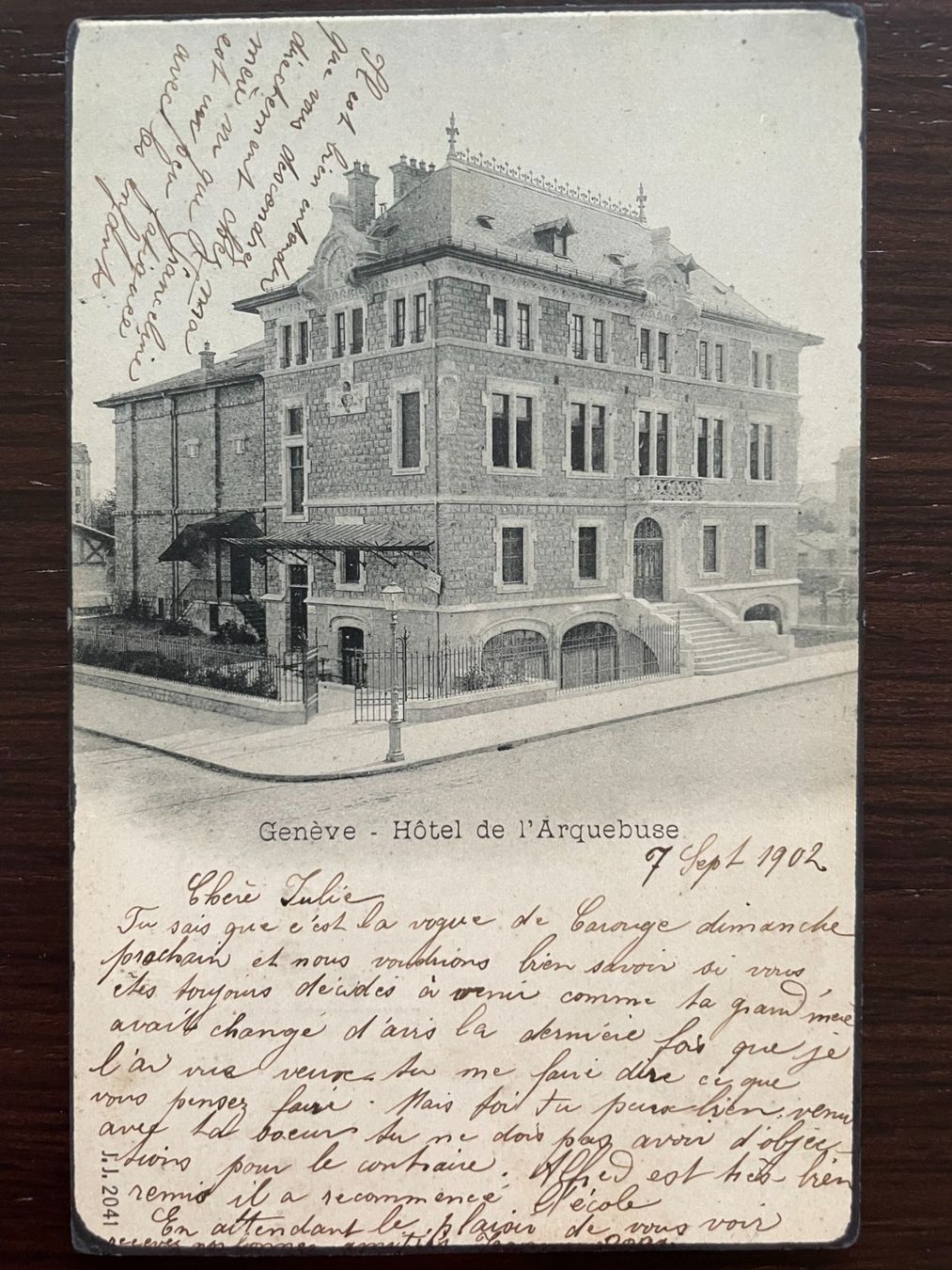 Cartoline postali: GENÈVE Hotel de l'Arquebuse, 1902 – Usato da Wald ZH venduto da TLILEF