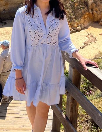 Zara Light Blue Embroidered Dress/ Kleid - Size S