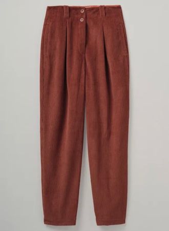 TOAST Organic Cord Pleat Front Tapered Trousers Firewood