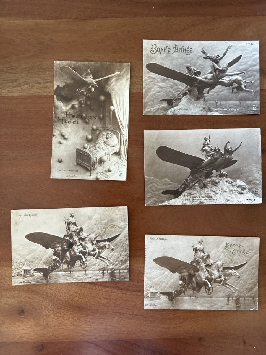 Cartoline postali: 5 Ansichtskarten Schweiz Aviatik spezielle  – Usato da Oftringen venduto da Cla.vD.74