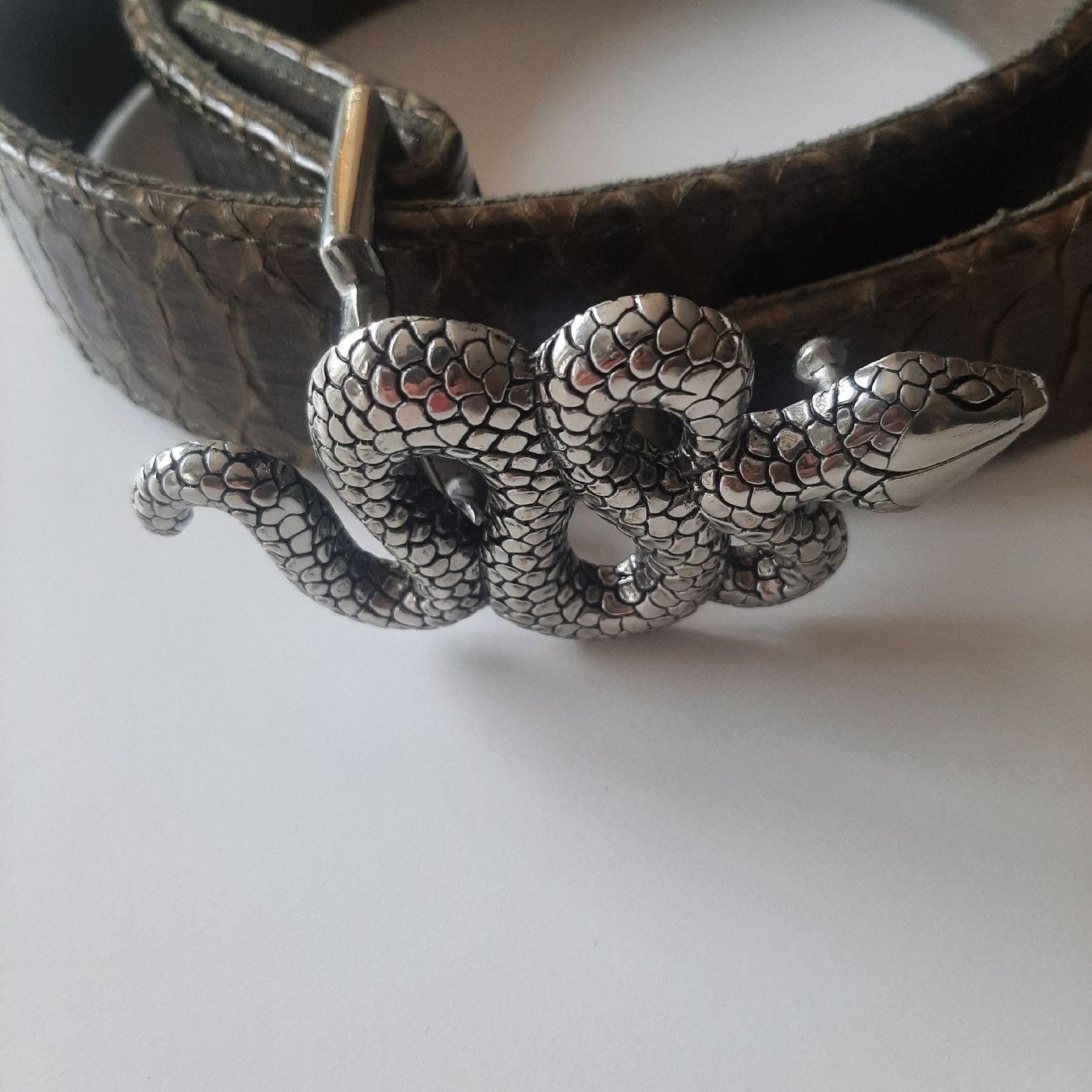 Cinture: Ceinturon en python kaki Claris Virot – Usato da Chêne-Bourg venduto da chsandra34 3