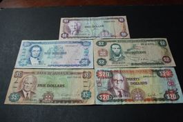 Jamaïque serie 1/2/5/10/20 Dollars