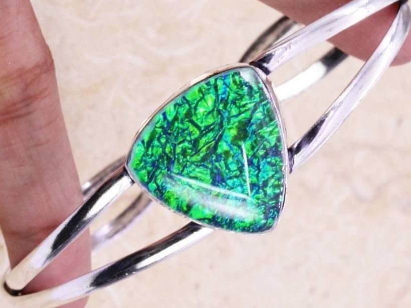 Bracciali & Braccialetti: Opal Tripplet 925 Silver Plated Handmade Bangle/Bracelet – Nuovo e nell'imballaggio originale da Gächlingen venduto da CHARLEZGIFTS 2