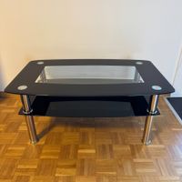 Schwarzer Glas Couchtisch 100 x 63 x 44 cm