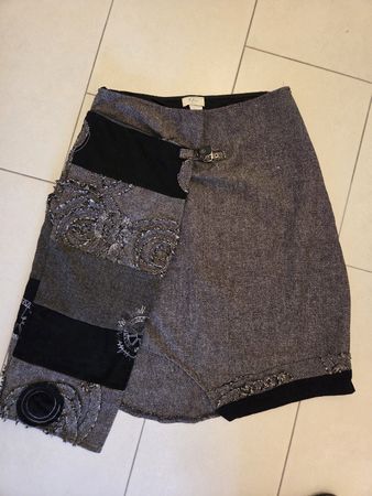 Jupe hivernale unique en patchwork, taille 44, vintage