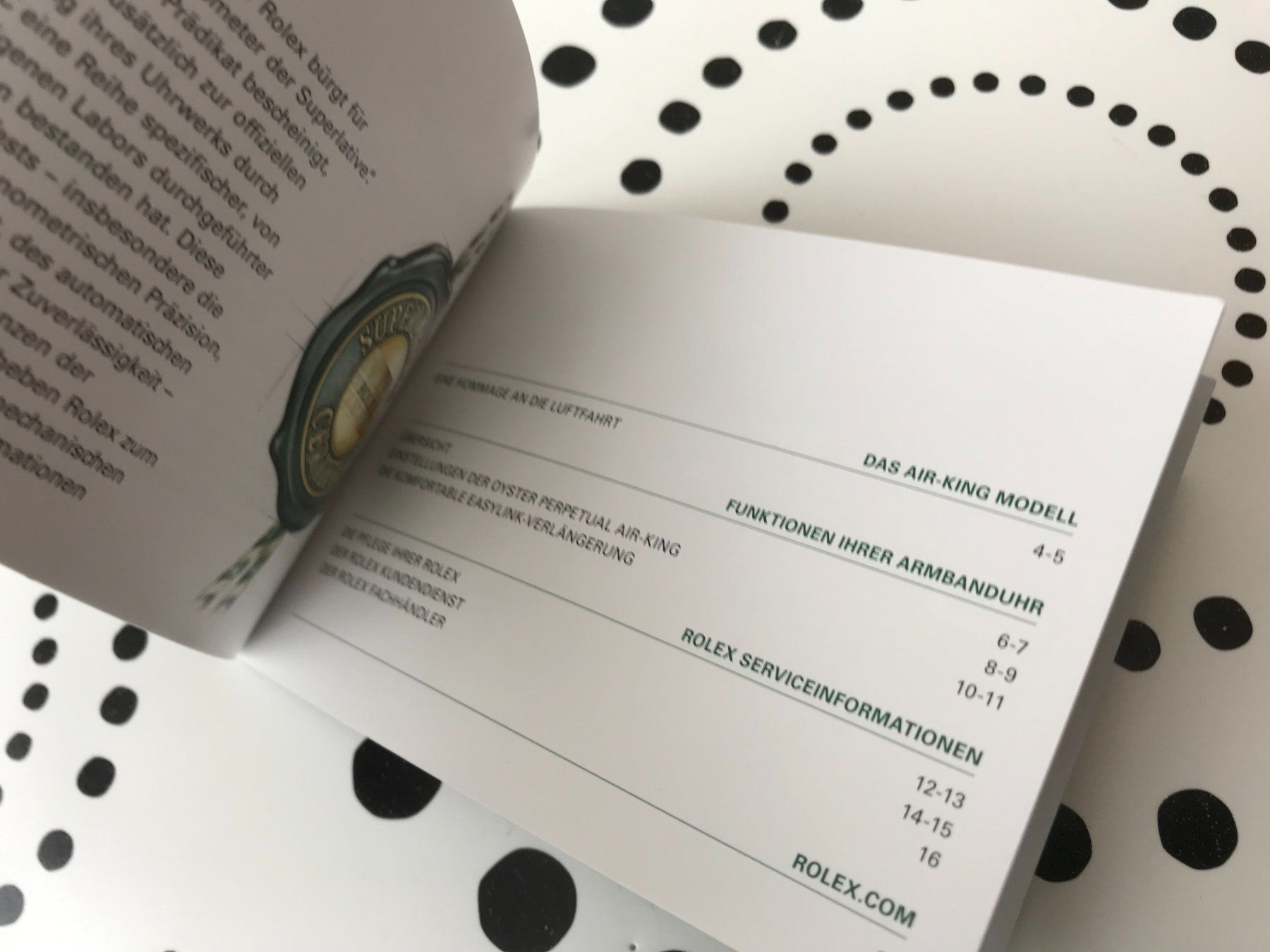 Documenti: ROLEX ORIGINAL - AIR-KING OPERATING - INSTRUCTIONS - DE !!! – Usato da Epalinges venduto da dream-watch 1