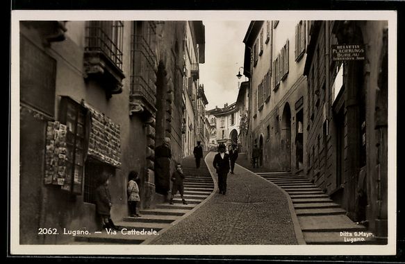 Cartoline postali: AK Lugano, Via Cattedrale – Usato da Berlin venduto da bartko-reher