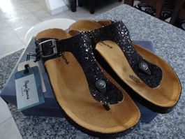 Neu Pepe Jeans Glitzer Zehenpantoletten Gr.40