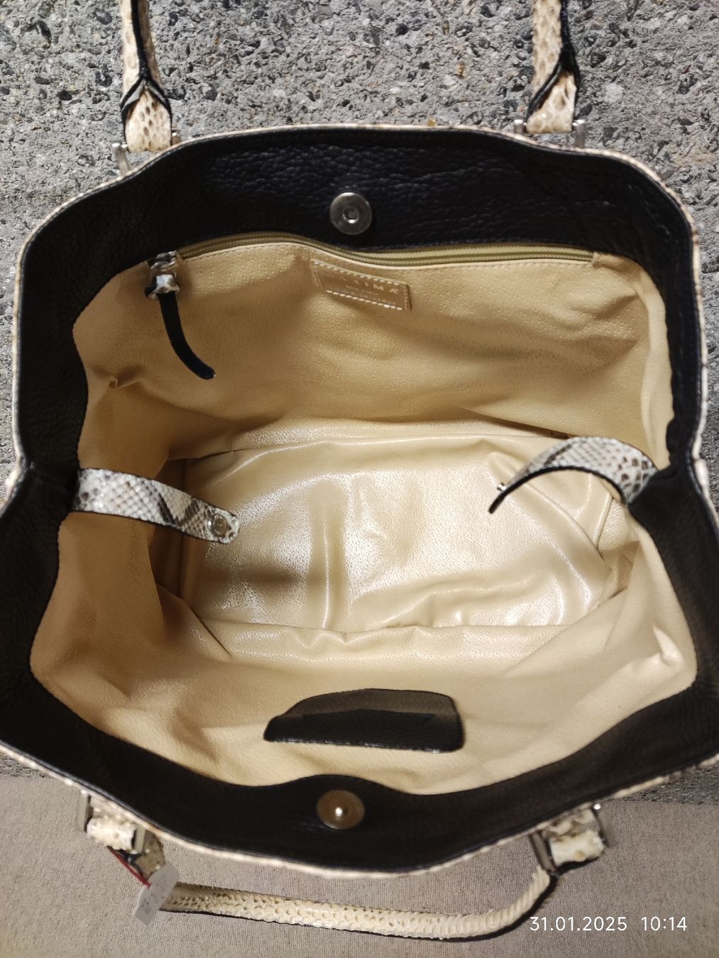 Borse da donna: Neue Schicke  Handtasche Python Muster beige Leder – Nuovo (secondo la descrizione) da Wettswil venduto da Chateauxfoto 3