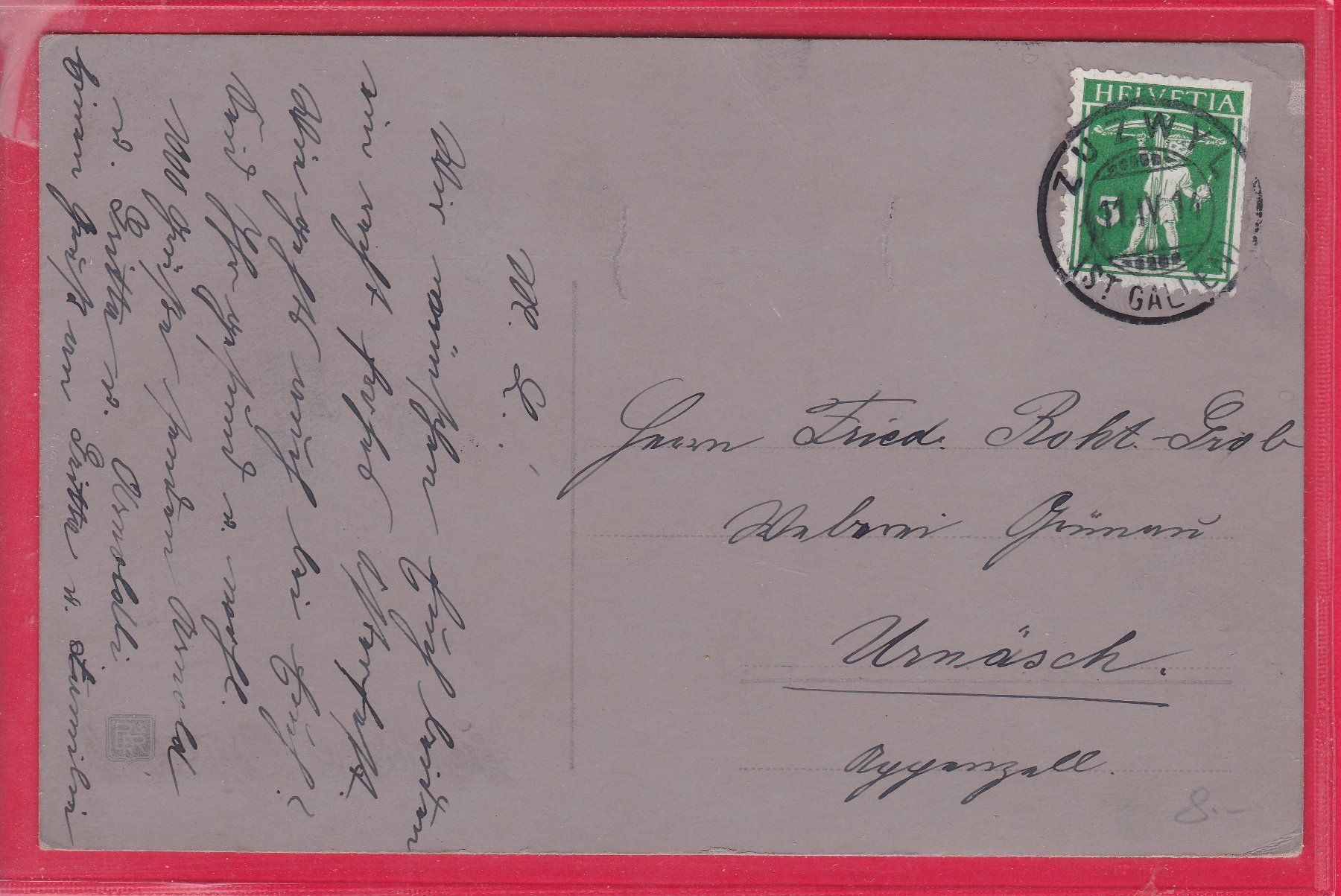 Ansichtskarten: FRÖHLICHE OSTERN, 11.4.1914 – Gebraucht aus Oberrieden von Gebirgsstelze 1
