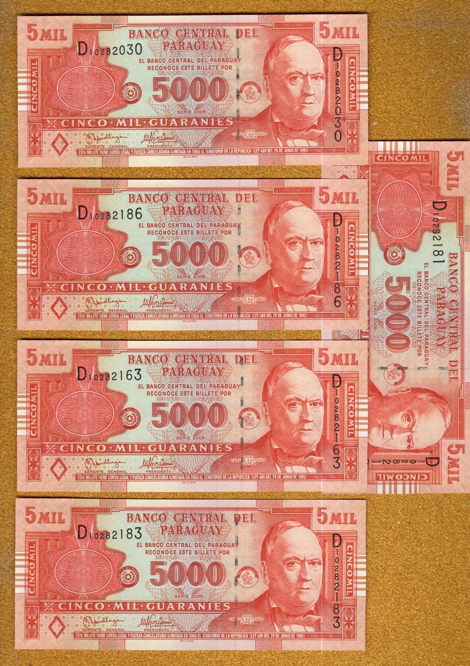 Banconote: Paraguay noten 5 stücck UNC – Nuovo (secondo la descrizione) da Leibstadt venduto da baroc333