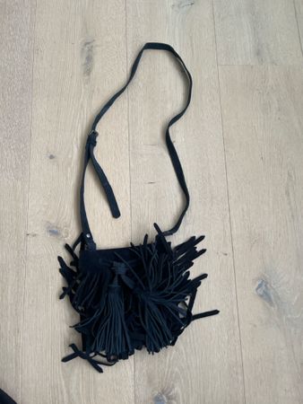 Umhängetasche Wildleder dunkelblaue mit Fransen