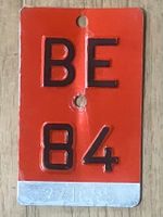 BE 84 - VELONUMMER - FAHRRADSCHILD - PLAQUE DE VELO - BE 84