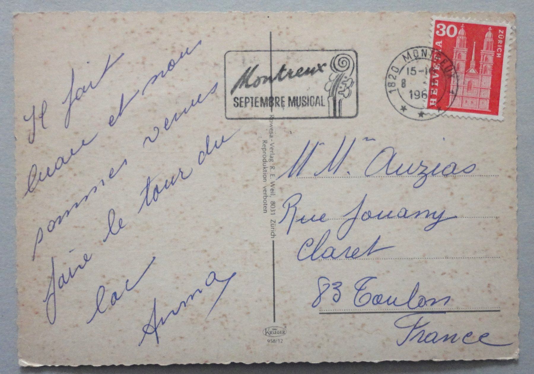 Cartoline postali: Montreux – Difettoso da Fétigny venduto da Billy2miny 1