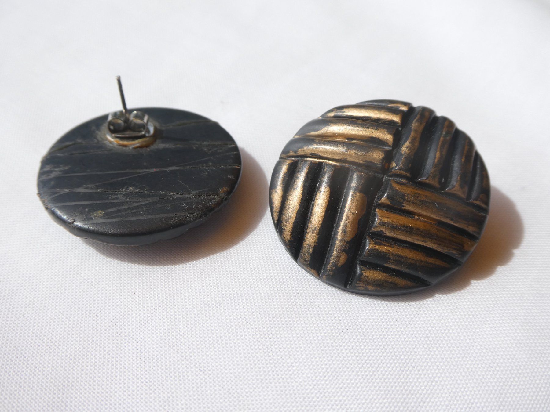 Orecchini pendenti & Orecchini a lobo: Grosse Vintage Ohrstecker, Holz, Modeschmuck – Usato da Gattikon venduto da kaandooh 2
