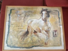 Tableau encadré motif cheval style moderne bon état