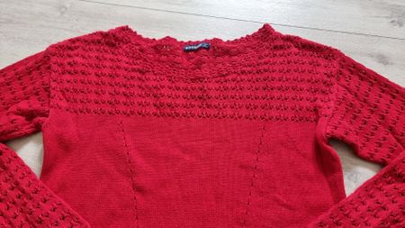 Bonobo Damenpullover rot Gr. S gestrickt Lochmuster Herbst 
