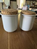 2 Vorratsdosen aus Keramik mit Korkdeckel – Weiss – Set