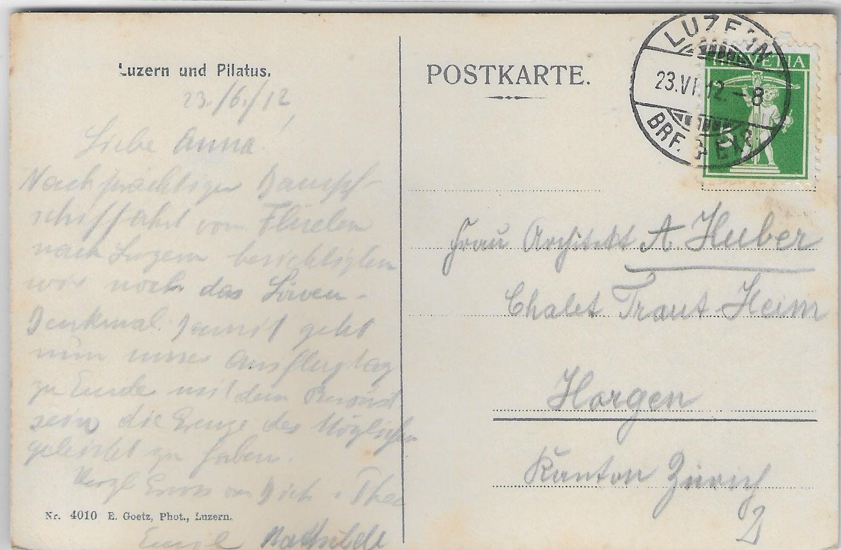 Cartoline postali: Luzern - Hotel Schwanen - Litho – Usato da Ettingen venduto da Kartenplanet 1