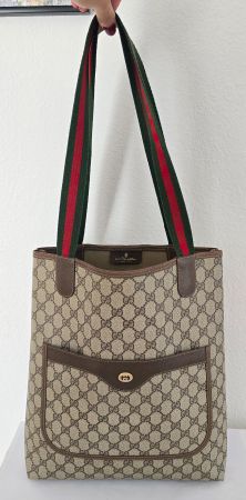 Gucci Schultertasche Supreme Tote Bag Braun Leder Canvas