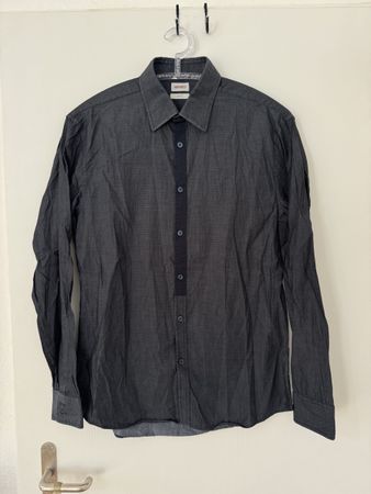 Kenzo Herren Hemd Dunkelgrau gemustert Slim Fit Grösse 41/M