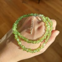 💚 Echter Peridot Naturstein Collier 45cm Neu