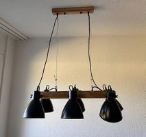 Hängeleuchte Deckenlampe 6-flammig Holz Metall schwarz 66cm