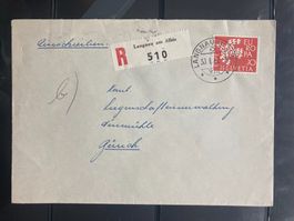 Schweiz 1962 R-Brief 20Rp CEPT Langnau am Albis