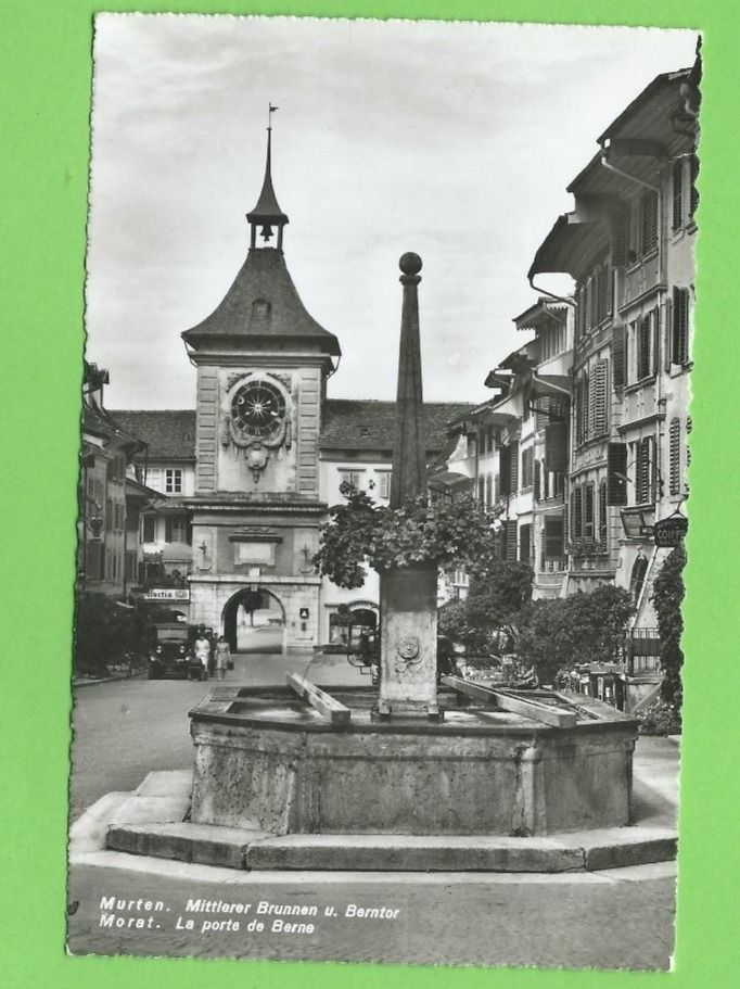 Cartoline postali: Murten. Mittlerer Brunnen u. Berntor – Usato da Zürich venduto da t24_de