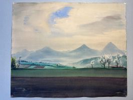 Authentisches Landschaftsaquarell (1930) Monogrammiert „OWR"