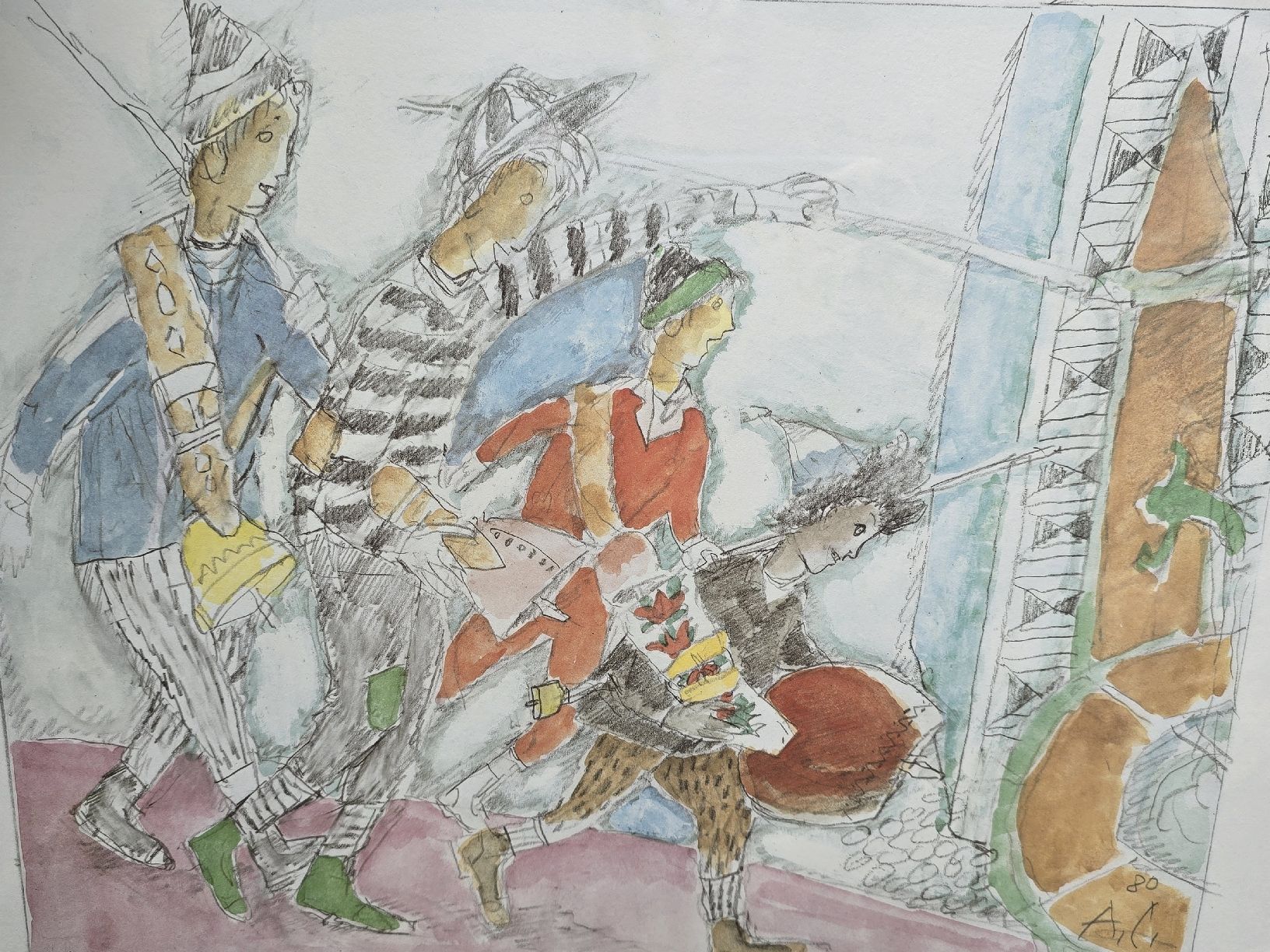 Gemälde: Jugendfest Chalanda Marz in GR  CA 1980 – Gebraucht aus Walkringen von Vanuca 6